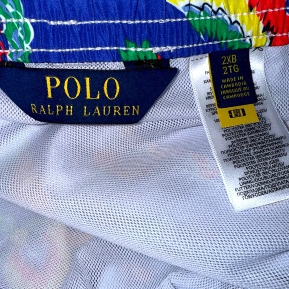 NWT Polo Ralph Lauren Blue Tropical Board Shorts 2XLB‎ Big & Tall Swim Trunks